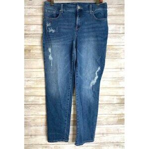 Chicos Women's Jeans‎ Blue So Slimming Girlfriend Slim Leg Ankle Size 0.5 Cotton